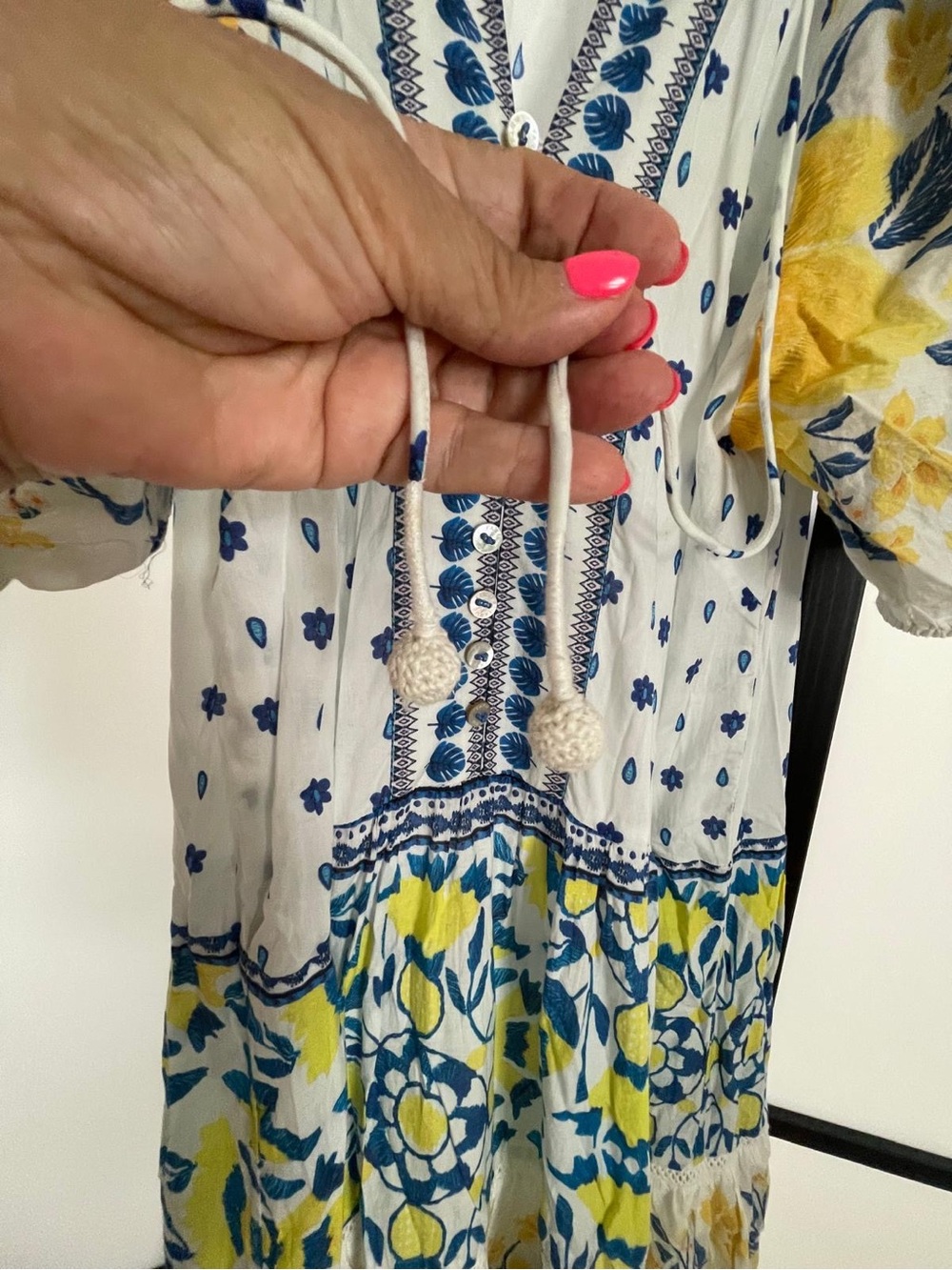 Farm Rio Bohemian Floral Tiered Maxi Dress in Yellow & Blue - Picture 3 of 5